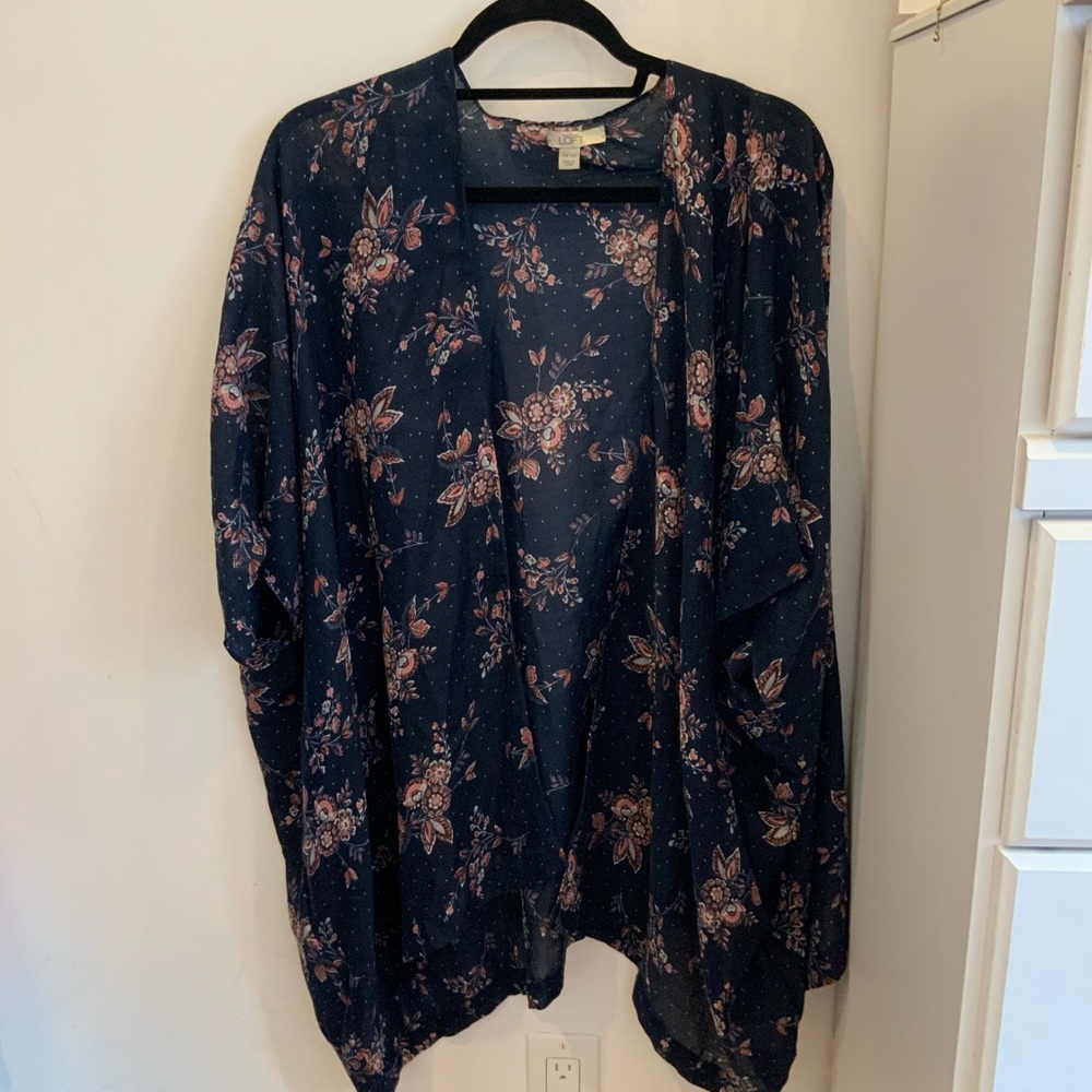 Loft Drapey Cardigan - Navy Floral